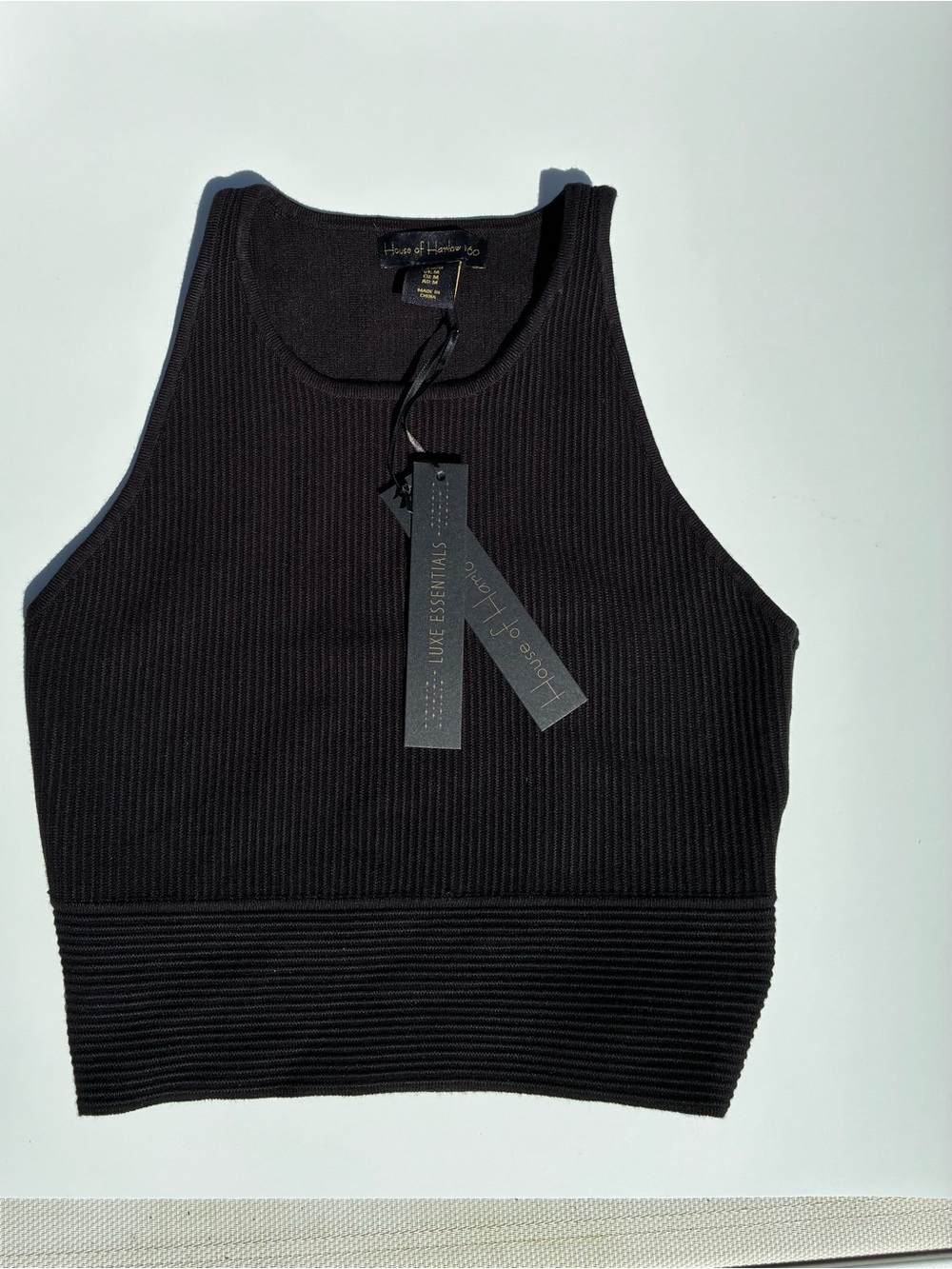 House of Harlow 1960 Black Ribbed Tank Top